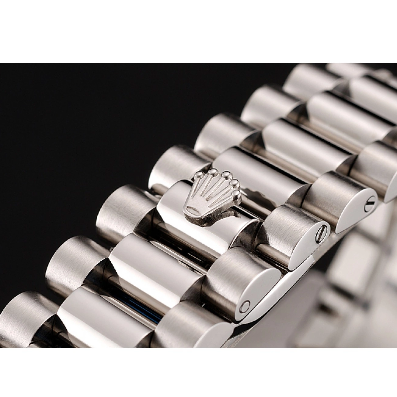 MiroTime 0818 Swiss Rolex Day-Date Black Dial Diamond Case Diamond Numerals Stainless Steel Bracelet 1453965